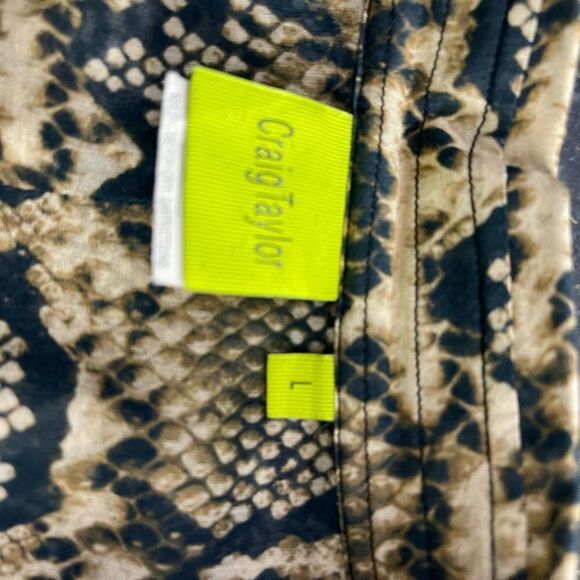 Craig Taylor Snakeskin Print Button Front Blouse - Picture 3 of 5